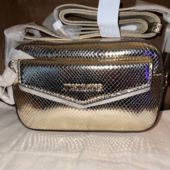 MICHAEL Michael Kors Handbags - Michael Michael Kors Maisie Gold Camera Crossbody Bag w/ Pouch NWT MSPR $498